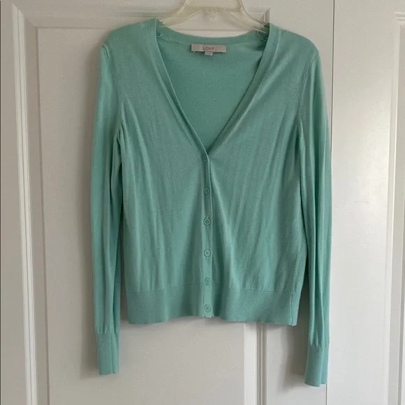 LOFT Light Green Women's Cardigan - Picture 1 of 8